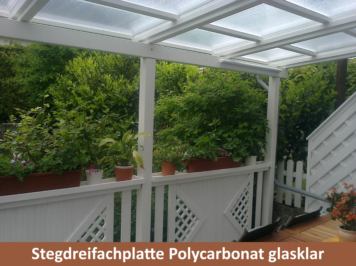 Kundenfoto Terrassendach selbst gebaut aus Stegplatten glashell