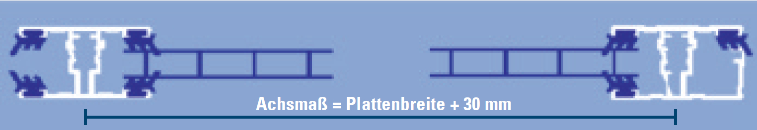 Abbildung Ermittlung Achsmaß Unterbau Hohlkammerplatten Stegplatten 