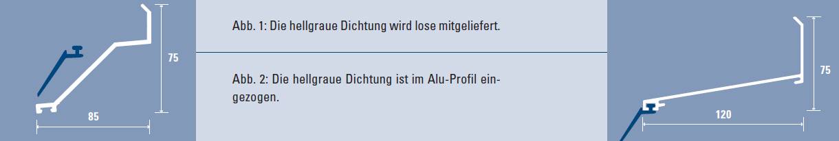 Abbildung der Wandanschluss - Profile für Stegplatten