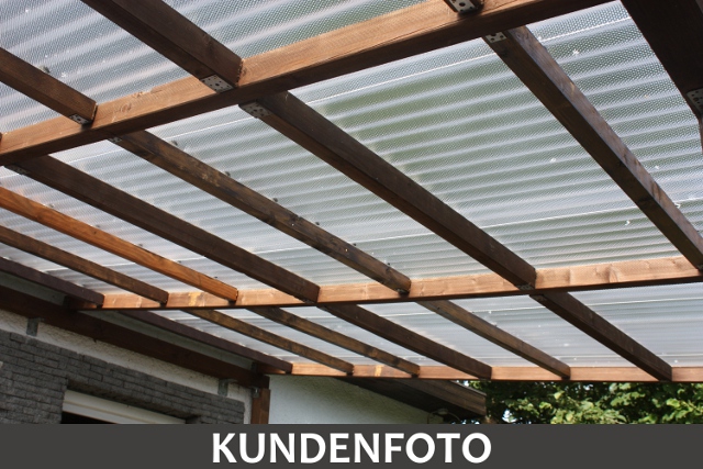 kundenfoto Terrassendach selbst gebaut Acryl Platten 3mm Wabe klar