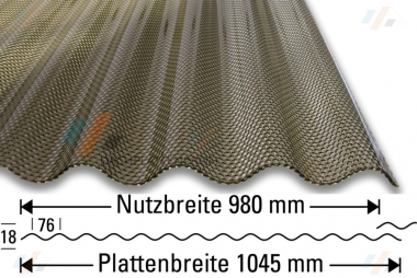 Lichtplatten hagelfest PC Wellenprofil WABE bronziert - edler Sonnenschutz 
