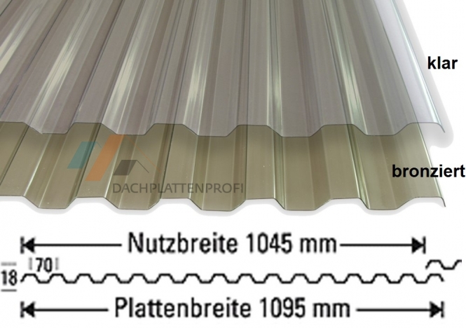 PVC 1.2 mm Trapez-/Spundwandprofil klar oder bronziert 